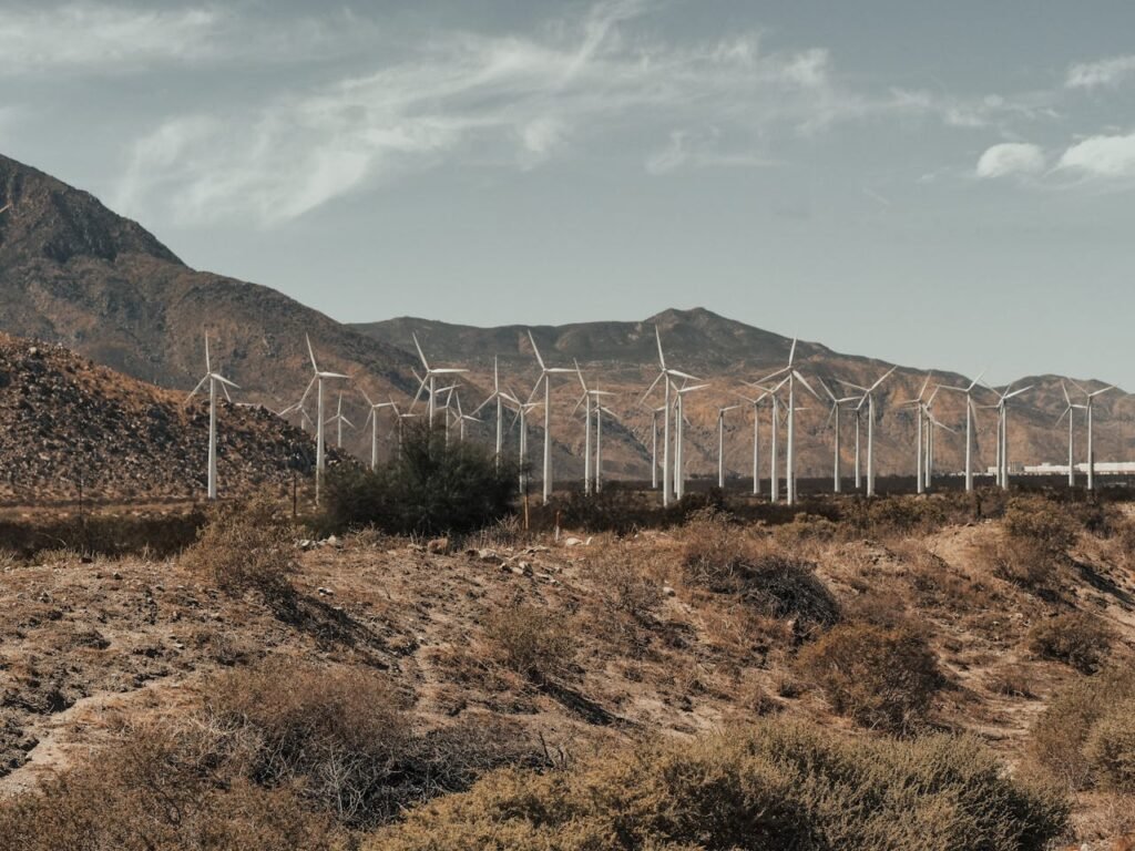 Wind Turbines near Mountains